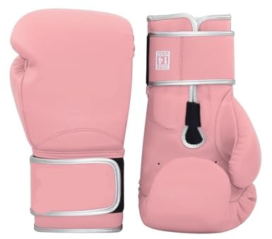 Guanto da boxe Guantoni da boxe uomo e donna, in lattice autentico, for allenamento professionale, sparring, muay thai, 12, 14, 16 once(Pink,12 oz)