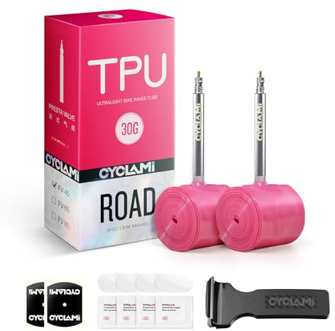CYCLAMI 2/4 Pack Metallventil TPU Schlauch Rennrad 700C x 18–32C, Ultraleicht 30g Fahrradschlauch, Pannensicher TPU Rennradschlauch mit Presta Ventil 45mm/65mm/85mm