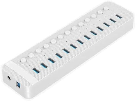 Splitter Hub Alimentato Tramite USB Multiporta Interruttore On-off Dock Diversi Caricabatterie Con Presa Slot 3.0 Adattatore Multiplo For Ciabatta(White 13 USB)