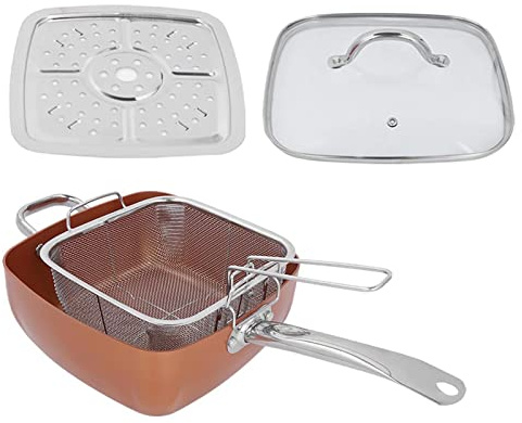 Alomejor Ensemble de Poêles à Frire Antiadhésives en Acier Inoxydable, Fournitures de Cuisine Multifonctions Durables pour les Amateurs de Poêles et de Casseroles