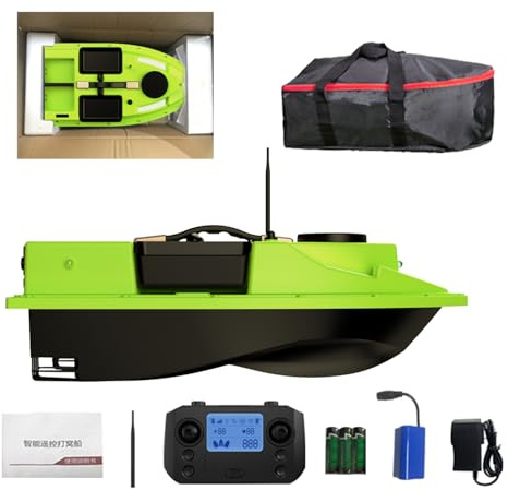 Kavolet Barco de Cebo de Pesca con Control Remoto, Carga 2KG, 500M, con Puntos Piloto GPS para una Experiencia Pesca Suave, Color Negro (12000mAh)