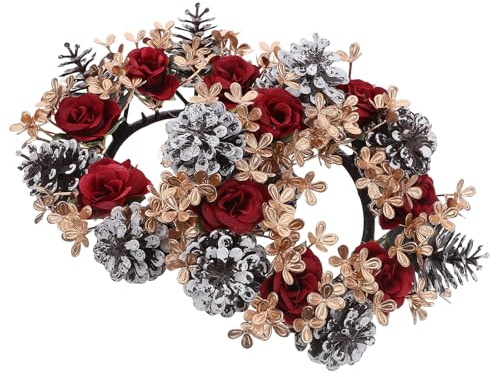 JOINPAYA 2 Piezas Anillo de Velas Navideño Pequeño de Plástico para Decoración de Mesa, Centro de Mesa Festivo para Temporada de Adviento y Ambiente Interior Elegante