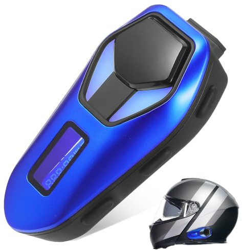ARTIBETTER Auriculares para Motocicleta, Auriculares Inalámbricos para Casco con Tecnología 6.0, Ip65, Abs, 800 Mah, Color Azul, Comunicación Dual, Música y Llamadas Manos Libres para Casco