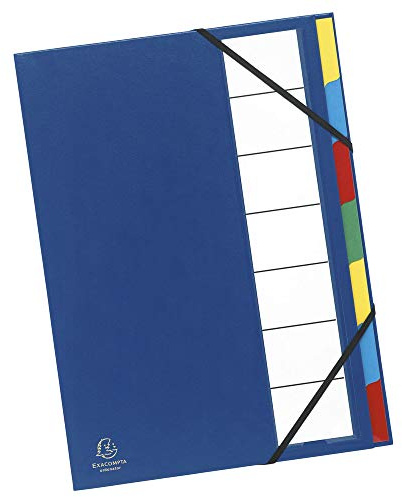 Exacompta 55320E Premium Ordnungsmappe Harmonika Ordonator. Mit festem Einband für DIN A4 7 Fächer und 2 Gummizüge mit Indexfenster und dehnbarem Rücken Register-Mappe 1 Stück Zufallsfarbe