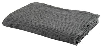 Honeybee-Plaid – weiche Decke aus Leinen – einfarbig gewebtes Plaid mit Fransen aus Naturmaterialien – 170x230 cm – 970 charcoal – von ’zoeppritz since 1828’