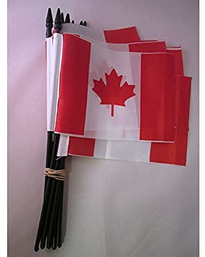 AZ FLAG Drapeau sur Hampe Canada 15x10 cm Canadien Polyester Léger Hampe | Usage intérieur et extérieur Drapeau à main bords cousus et finition renforcée avec mât en plastique