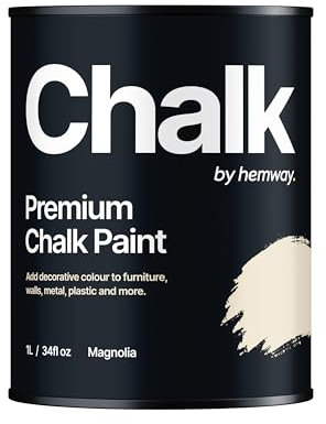 Hemway Chalk Paint Magnolia Furniture Paint 1L, Matt Finish Shabby Chic, Chalk Furniture & Walls, Quick Dry & 1 Coat