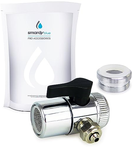 smardy Collegamento all'Acqua Valvola Deviatore 1/4 con Adattatore M22xM24, Rubinetto Diverter per Osmosi Inversa Filtro Acqua con Tubo 6,35mm (1/4)