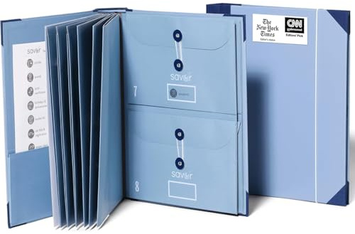 The Folio® Important Document Organizer by Savor | Binder with Guided Labels, Acid-Free File Folder with 10 Pockets for Home, Legal, Medical Papers | Mother’s Day Gift for Moms, Records Storage (Blue)