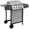 Goliraya Gas BBQ Grill with 4 Burners Garden Party Barbecue Black and Silver