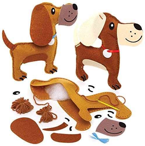 Baker Ross FE367 Hundekissen Nähsets - 2 Stück, Nähset für Kinder, kreative Aktivitäten für Kinder, ideales Kunst- und Bastelprojekt