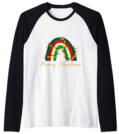 Joyeux Noël Lumières Arc-En-Ciel Joyeux Lumineux Joyeuses Manche Raglan