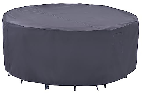 F&J Outdoors Garden Furniture Cover Round Waterproof 190cm(75 inch) | Sofa Chairs Set Wooden Rattan Fabric Furniture Rain and Sun Protection Cover Dust-Proof Storage Cover for Patio Fire Pit