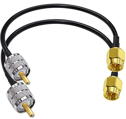 TUOLNK Cavo di prolunga da SMA a UHF RG58 12 pollici (30 cm) Cavo da SMA maschio a SO239 maschio per antenna WiFi Pigtail PL-259 Cavo coassiale RF per radio CB Ham Radio 2 pezzi