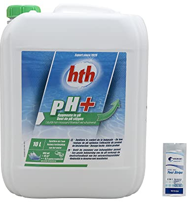 HEXAGON PISCINE ET SPA pH Plus Flüssigkeit - 10 l | Pool pH-Korrektor flüssig - Erhöht den pH-Wert + 10 HPS-Tests, 6-in-1
