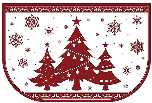 Ceenna Alfombra de chimenea de Navidad de 24 x 36 pulgadas, alfombra de chimenea ignífuga de Navidad, alfombras resistentes al fuego para chimenea, estufa de leña, protector de suelo, cabina de