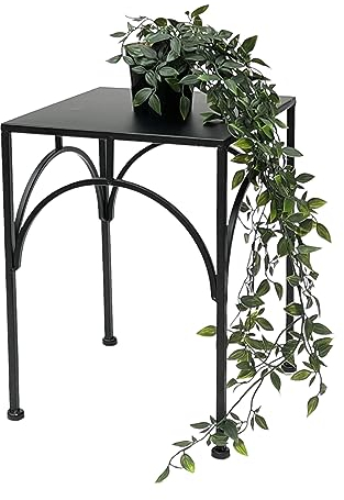 DanDiBo Blumenhocker Metall Schwarz Eckig Blumenständer Beistelltisch 96449 Blumensäule Pflanzenhocker Pflanzenständer Modern (Höhe 38 cm/L)