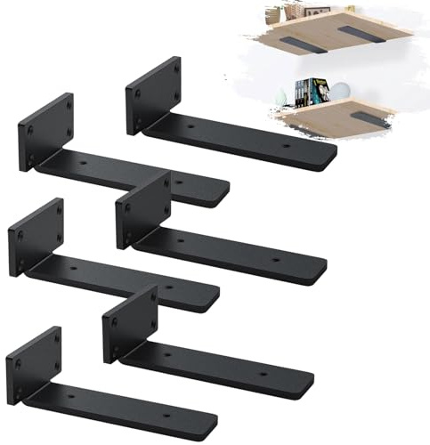 MLOQI 6 stück Regalhalterung Schwarz, Regalträger Tablarträger Schwerlastwinkel Winkel, Regal Wandhalterung, Regal Regalwinkel Schwerlast 15 cm