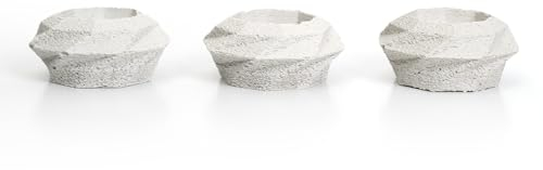 Handgegossene Design Teelichthalter aus Beton weiß im 3er Set