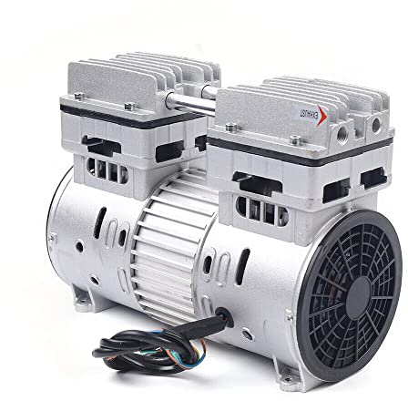 Compresor sin aceite, 750 W, 1400 rpm, sin aceite, cabezal de compresor de aire, compresor silencioso, con protección térmica incorporada, motor de 8 bares, rodamiento ultrasilencioso, ventilador