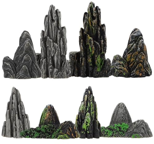 Happyyami Mini-Steingarten-Dekoration 8 Stück Miniatur-Zen-Garten-Felsen- Simulierte Steingarten-Bonsai-Ornament Mini-Bonsai-Figuren Ornament Blumentopf Terrarium-