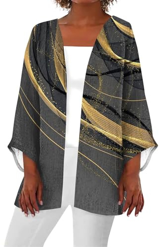 SCBFDI Coprispalle Donna Elegante, Maglioni Cardigan Per le Donne di Taglia Superiore Colorblock Giacche Drappeggiate Estate Leggero Aperto Davanti Holiday Casual Outwear, Coprispalle Elegante