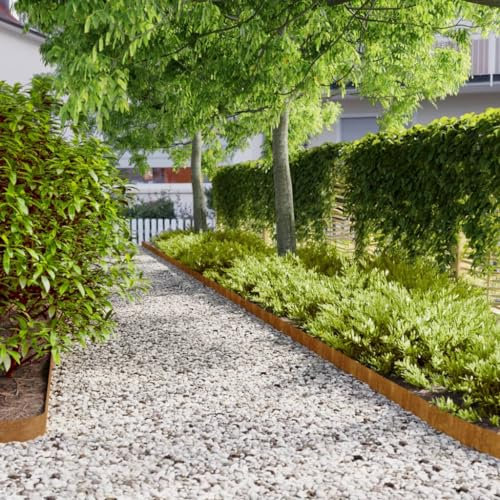 ZEYUAN Bordure per Prato 10 pz 10x103 cm Flessibili in Acciaio Corten,Bordature da Giardino,Bordure per Prato,Bordatura Aiuole Giardino-821890
