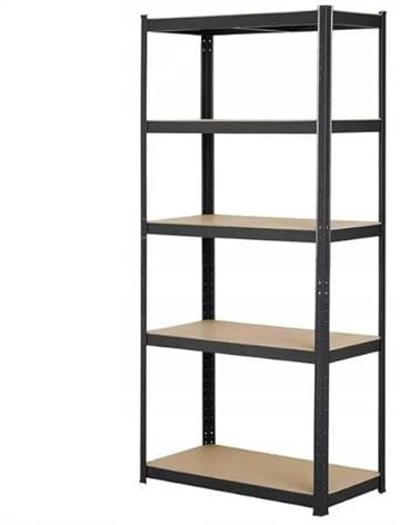 MEDAS PRO - Metallisches 3-in-1 Lagerregal, Regale für Kellerraum, Abstellraum Regal, Garage und Abstellkammer, Schwerlastregal - Maße 150x75x30, mit 5 MDF-Regalböden - Schwarzer Stahl