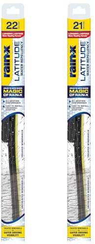 Rain-X 810236 Latitude 2-In-1 Water Repellent Wiper Blades, 22 and 21 Windshield Wipers (Pack Of 2), Automotive Replacement Windshield Wiper Blades With Patented Rain-X Water Repellency Formula