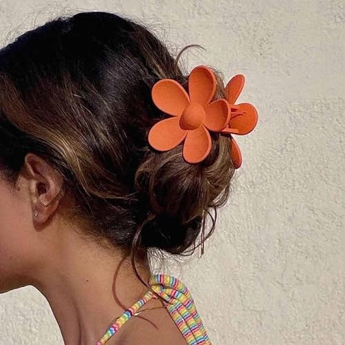 Cybche Flor Grande Pinzas Para El Cabello Flor Grande Pinza Para El Cabello De Acrílico De Caramelo Enorme Pinza De Garra Lindo Naranja Flor Pelo Headclip Mate Accesorios Para El Cabello De Flores