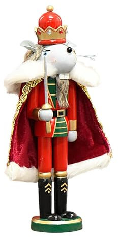 Decoración de cascanueces de madera, decoración navideña de cascanueces de madera,Adorno del rey de los ratones | Cascanueces tradicional de 12 pulgadas para vacaciones, ratones, rey, Navidad decorati