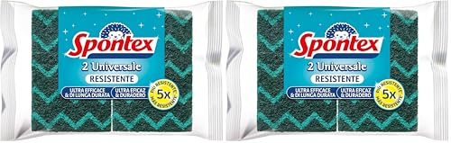 Spontex - Mosaik Universale, 2 Estropajos de Poliuretano, Fibra Verde Decorada, Resistente al Desgaste (Paquete de 2)