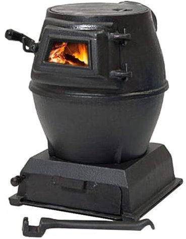 Fornello da campeggio portatile a legna, stufa for riscaldamento rurale in ghisa addensata, finestra con vista, fornello senza fumo for tenda, for interni, villa, riscaldamento, cucina quotidiana
