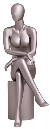 Schaufensterpuppe Sitzende Schaufensterpuppe Ganzkörper Weiblich, Realistische Sitzende Schaufensterpuppe Torso Schneiderpuppe mit Hocker, Abnehmbarer Schaufensterpuppenkörper aus Kunststoff(Rose Gold