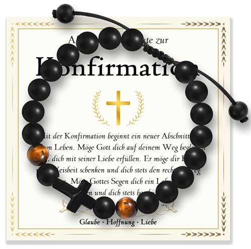 wynn's Geschenke zur Taufe Firmung Kommunion Konfirmation für Jungen, Geschenk für Sohn Bruder, Kreuz Armband für Junge Sohn Bruder Enkel Neffe Geschenkbox