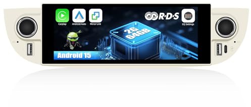 2+64G CAMECHO Android 15 Autoradio con Navigatore per Fiat 500 (2007-2015), Radio doppio DIN con schermo 7 pollici Carplay Android Auto RDS FM Bluetooth WiFi 5G