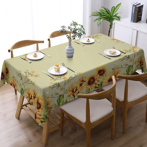 Tischdecke Abwaschbar Rechteckig 110x140cm, Sonnenblume Gartentischdecke Tischdecken Fleckschutz Tischwäsche Wasserdicht Tischtuch für Draußen Esszimmer, Küche, Garten, Party, Hochzeiten，Haushalt