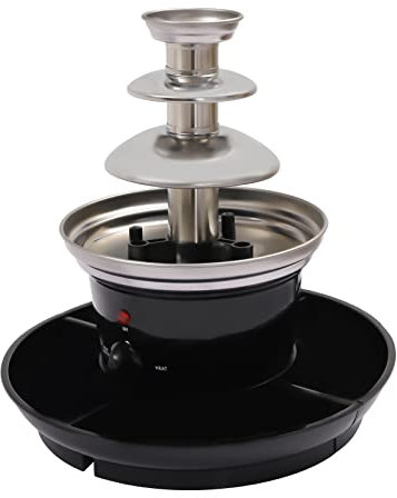 Qussse Fontana di cioccolato a 3 livelli, 40 W, 450 g, con vassoio e 6 forchette per anniversari, matrimoni, compleanni, feste