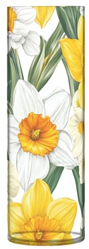 Large Vase Spring Flowers Daffodils Geranium Hosta Gray Plastic 11.8 Inch Modern Decorative Hurricane Vases for Office Kitchen Wedding Decor