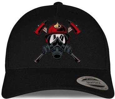 tshirtladen Snapback Cap mit Feuerwehrhelm Stick – Bestickte Cap für Feuerwehrleute, Atemschutzträger und Einsatzkräfte, Trucker Cap mit Symbol für Innenangriff, Einheit und Einsatzalltag