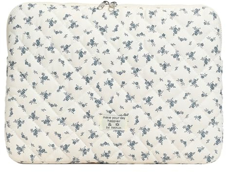 HICARRY Puffy Laptop Hülle für 11 13 15 Zoll Laptop, Süße Floral Aesthetic Laptoptasche Puffy Laptop Sleeve Case mit Schleifenmuster Damen Mädchen Blumenmuster