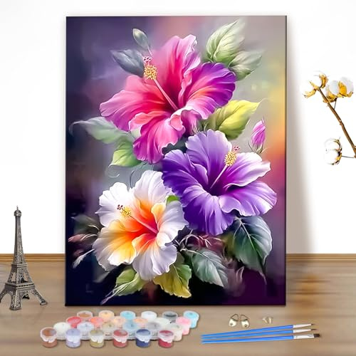 MEIYUDA DIY Paint by Numbers for Adults Flower, Arts and Crafts Kit for Adults Beginner, Paint by Numbers Drawing Paintwork Home Wall Decor 40x50cm(Without Frame)
