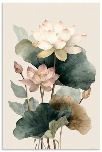 ARTLAND Wanddeko Wandbild Alu Verbundplatte für Innen & Outdoor Bild 40x60 cm aesthetic room decor Blumen Seerose Lotus Boho Deko U5XV