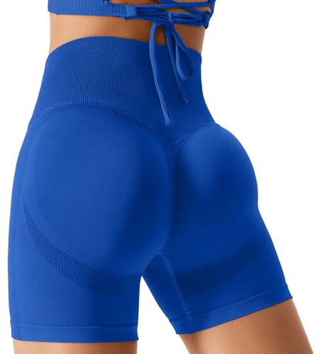 Zilams Pantaloncini Donna Sportivi Vita Alta Shorts Donna Sportivi Pantaloncini Palestra Push Up per Gym Yoga Fitness Blu Profondo S