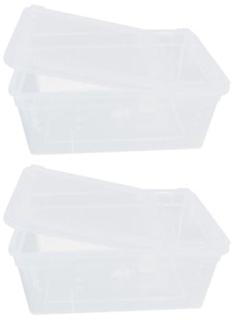 HAPINARY Lot de 2 Boîtes d'alimentation Ventilées pour Reptiles et Insectes, Contenant Nourriture pour Petits Animaux, Bac d'Élevage Transparent Empilable, Tortues, Lézards et Amphibiens,