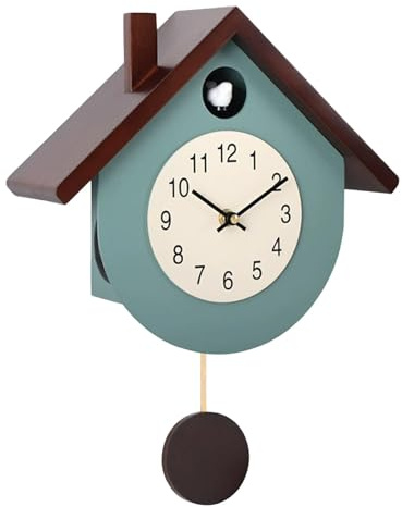 KESOTO Orologio a cucù con Pendolo Coo Coo, Orologio da Parete in Legno, Volume Regolabile per Ufficio, Blu