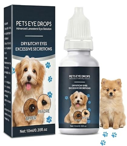 MQUGEE Gotas para los Ojos para Mascotas, Limpiador Ocular para Perros y Gatos, Removedor De Manchas De Lágrimas para Perros y Gato, Limpia e Hidrata los Ojos y Elimina Legañas o Suciedad, 10ML