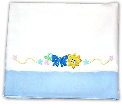 Zigozago - 3-teiliges Baby Bettwäsche Komplett Set Spielzeug; 100% Baumwolle, handgefertigt; Größe: Kleines Bett 110 x 140 cm; Farbe: Hellblau