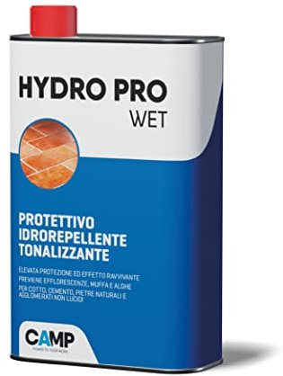 Camp HYDRO PRO WET, Trattamento idrorepellente tonalizzante per cotto, cemento e pietre naturali porose, Effetto bagnato
