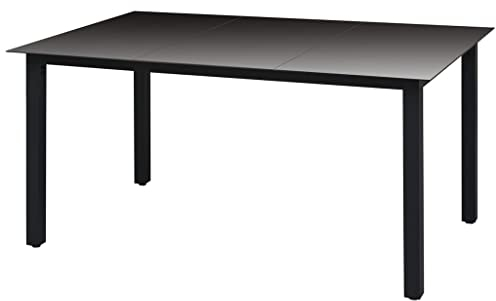 vidaXL Garten Esstisch Witterungsbeständig Gartentisch Gartenmöbel Tisch Balkontisch Terrassentisch Glas Aluminium 150x90x74cm Schwarz